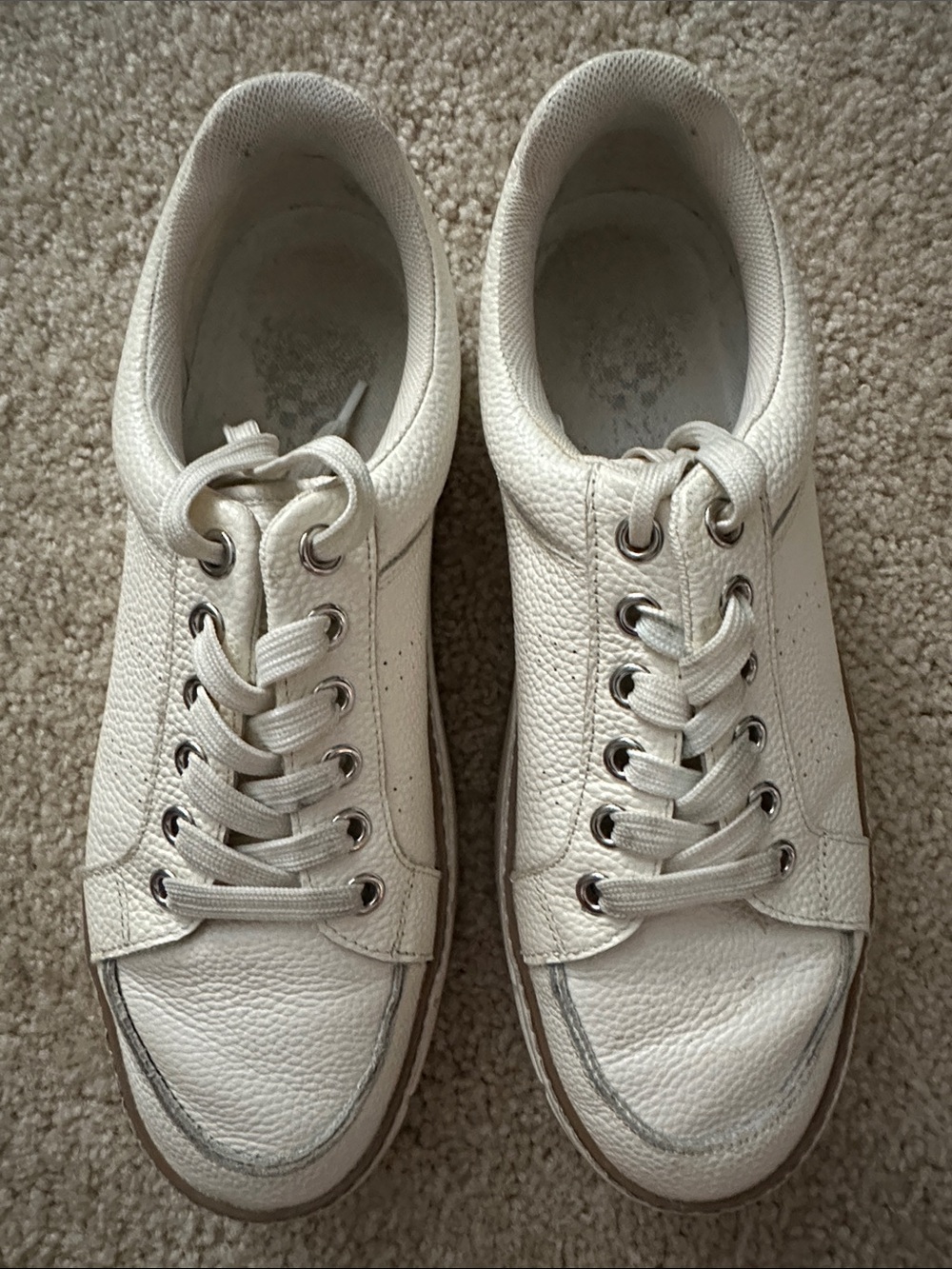 Vince Camuto Women's White Leather Low-Top Sneakers